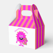 2e Verjaardag Hot Pink Monster Girl Schattige Fun  Bedankdoosjes (Achterkant)