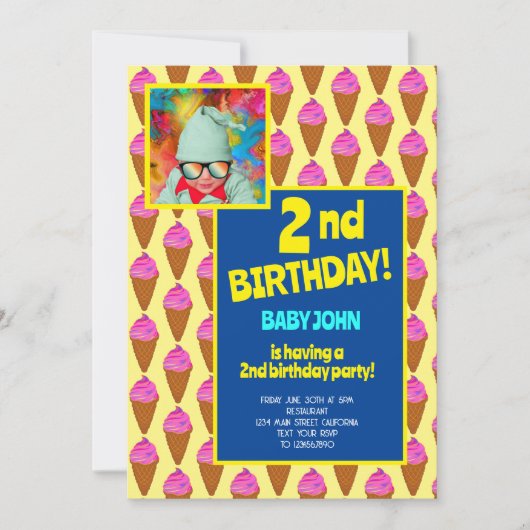 2e verjaardag Ice Cream Kinderen Feest Viering Kaart (Voorkant)