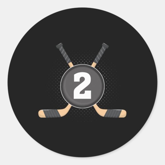 2e verjaardag ijshockey 2 jaar oud thema verjaarda ronde sticker (Voorkant)