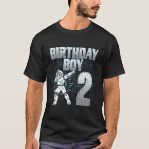 2e verjaardag jongen dabbing robot 2 jaar oud bday t-shirt