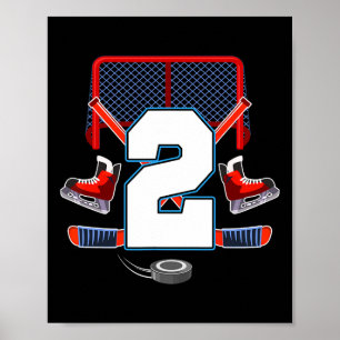 2e verjaardag jongen ijshockey thema 2 jaar oud fe poster