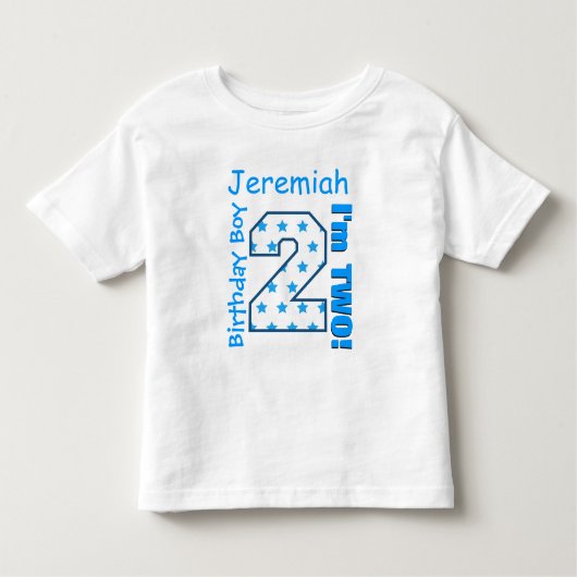 2e Verjaardag Jongen Sterren Één Jaar Douanenaam V Kinder Shirts (Voorkant)