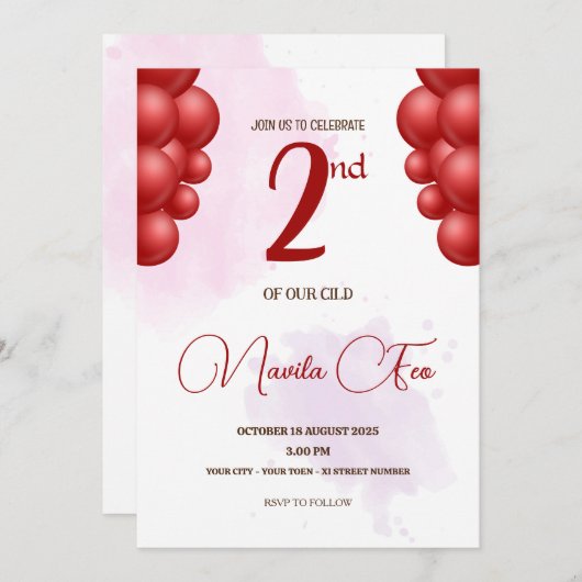 2e verjaardag kaart (Voorkant / Achterkant)