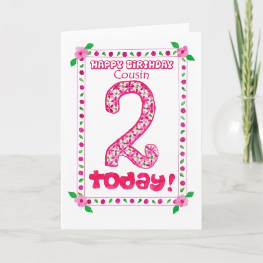 2e Verjaardag Kaart voor een vrouw neef (Voorkant)