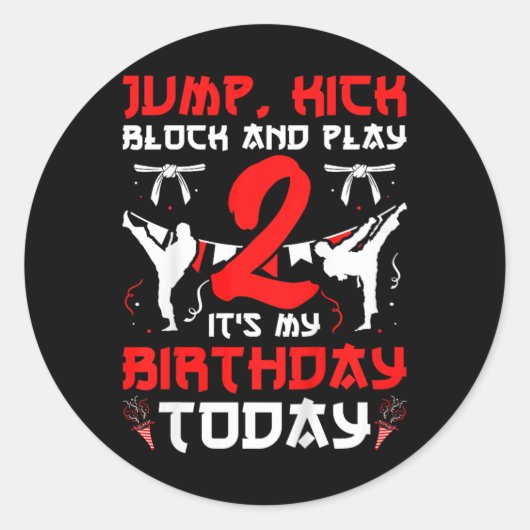 2e verjaardag Karate 2 jaar oude Karate Birth Ronde Sticker (Voorkant)