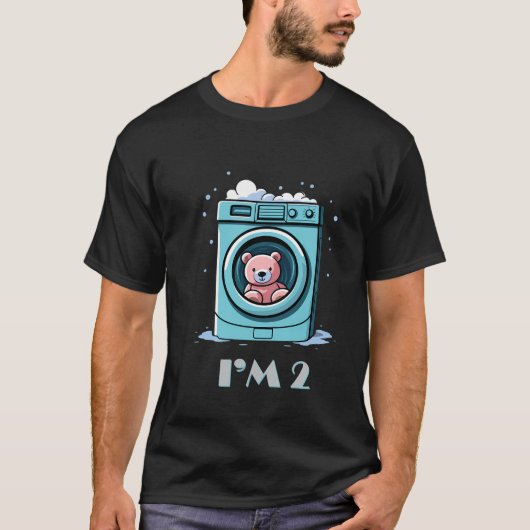 2e Verjaardag Kind Ik ben 2 Nieuwjaar Wasmachine T T-shirt (Voorkant)