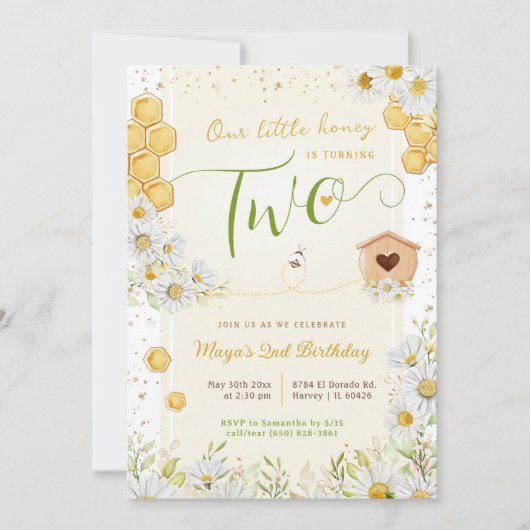 2e verjaardag Kleine honingliefje Tweede meisje Kaart (Voorkant)