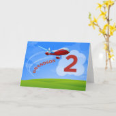 2e verjaardag kleinzoon rood vliegtuig kaart (Gele Bloem)