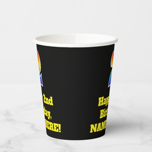 2e verjaardag: Kleurrijk, Leuk, Spannend, Regenboo Papieren Bekers (Links)