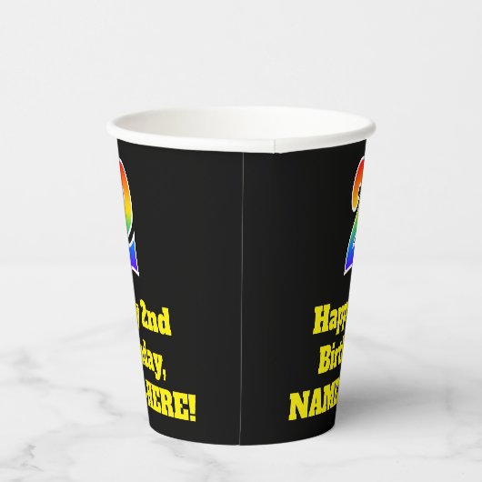 2e verjaardag: Kleurrijk, Leuk, Spannend, Regenboo Papieren Bekers (Rechts)