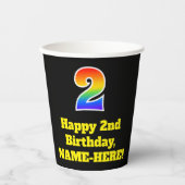 2e verjaardag: Kleurrijk, Leuk, Spannend, Regenboo Papieren Bekers (Voorkant)