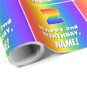 2e verjaardag: kleurrijk, vun regenboogpatroon # 2 cadeaupapier (Rol Hoek)
