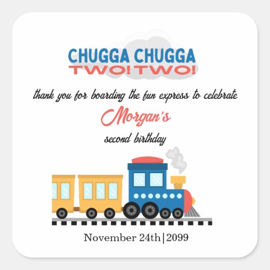 2e verjaardag kleurrijke Cartoon Vierkante Sticker (Voorkant)