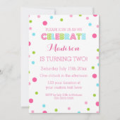 2e verjaardag kleurrijke Confetti foto uitnodiging (Achterkant)