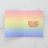 2e verjaardag: kleurrijke regenboog # 2, aangepast kaart (Binnen)