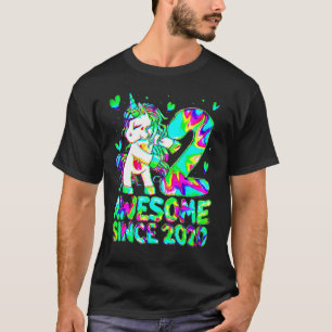 2e verjaardag kleurrijke tinnen kleurstof 2 jaar o t-shirt