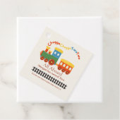 2e verjaardag kleurrijke trein Chugga Choo Two Bedankjes Labels (In situ)