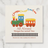 2e verjaardag kleurrijke trein Chugga Choo Two Bedankjes Labels (Achterkant)