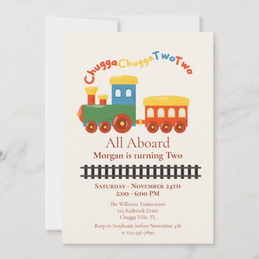2e verjaardag kleurrijke trein Chugga Choo Two Kaart (Voorkant)