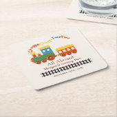 2e verjaardag kleurrijke trein Chugga Choo Two Kartonnen Onderzetters (Schuin)
