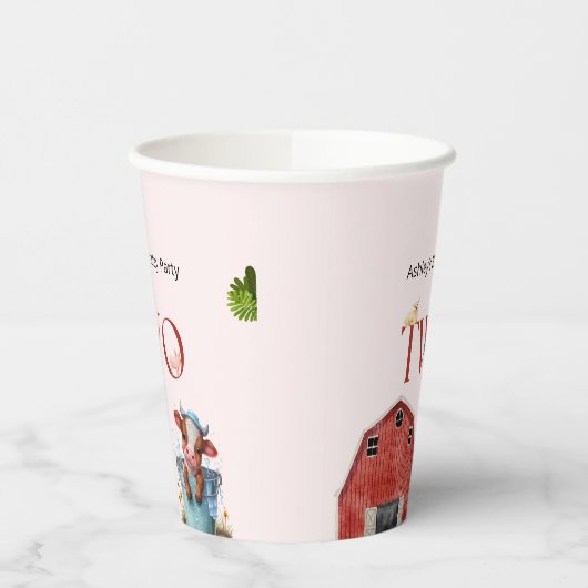 2e verjaardag Koe Boerderij Barn Partij Papieren Bekers (Links)