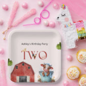 2e verjaardag Koe Boerderij Barn Partij Papieren Bordje (Feest)