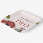 2e verjaardag Koe Boerderij Barn Partij Papieren Bordje (Gebogen)