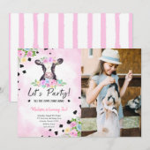 2e Verjaardag Koe Fotouitnodiging Kaart (Voorkant / Achterkant)