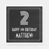 2e verjaardag: Kunst Deco Geïnspireerde kijk "2" + Servet (Voorkant)