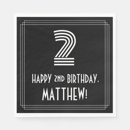 2e verjaardag: Kunst Deco Geïnspireerde kijk "2" + Servet (Voorkant)