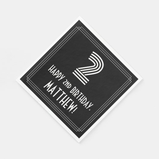 2e verjaardag: Kunst Deco Geïnspireerde kijk "2" + Servet (Hoek)