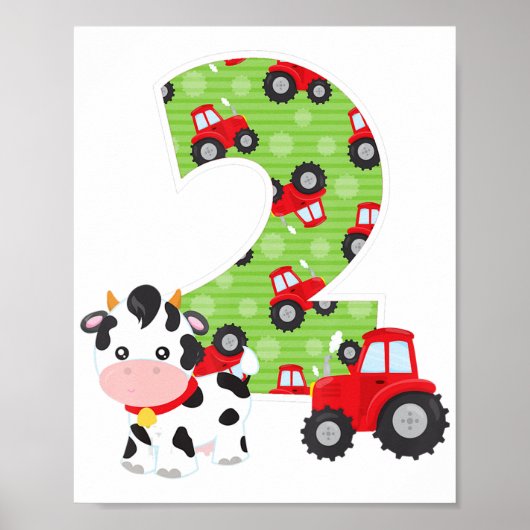 2e verjaardag landbouwhuisdieren nummer 2 poster (Voorkant)