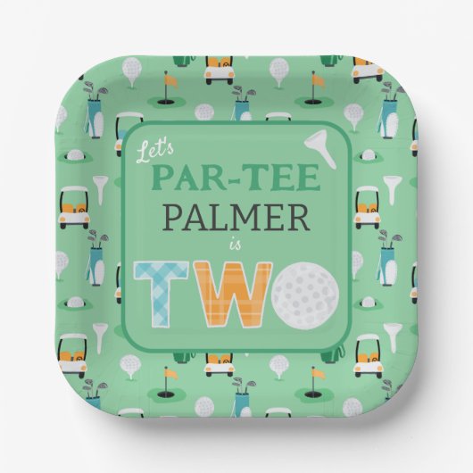 2e Verjaardag Laten we Par-t-shirt golffeest Papieren Bordje (Voorkant)