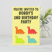 2E VERJAARDAG LEEFTIJD TWEE INVITATIONST-REX DINO KAART (Staand voorkant)