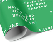 2e Verjaardag Leuk Groen Eenvoudig Modern Jongen K Cadeaupapier (Rol Hoek)