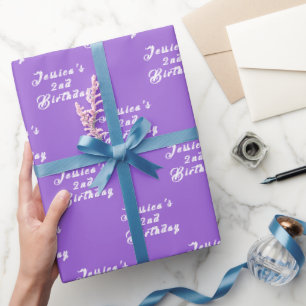 2e Verjaardag Leuk Meisje Paarse Eenvoudig Violet  Cadeaupapier