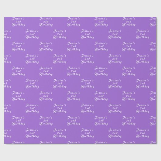 2e Verjaardag Leuk Meisje Paarse Eenvoudig Violet  Cadeaupapier (Vlak)