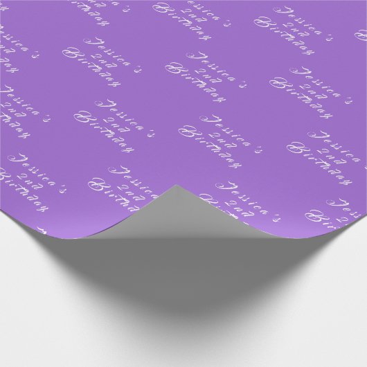 2e Verjaardag Leuk Meisje Paarse Eenvoudig Violet  Cadeaupapier (Hoek)
