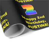 2e verjaardag: Leuke, kleurrijke regenboog geïnspi Cadeaupapier (Rol Hoek)