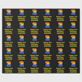 2e verjaardag: Leuke, kleurrijke regenboog geïnspi Cadeaupapier