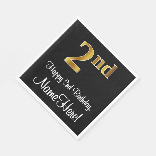 2e verjaardag ~ Luxurieuze Faux Gold-look # Servet (Hoek)