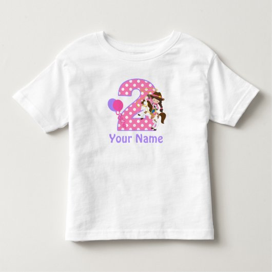 2e Verjaardag Meisje Cowgirl Gepersonaliseerde T-S Kinder Shirts (Voorkant)