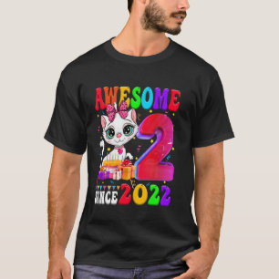 2e verjaardag meisje feestje Schattige kat 2 jaar T-shirt