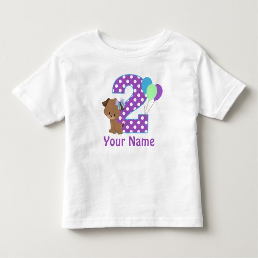 2e Verjaardag Meisje Puppy Gepersonaliseerd T Shir Kinder Shirts (Voorkant)