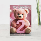 2e verjaardag meisje | Schattigee teddybeer en bal Kaart (Voorkant)