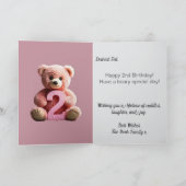 2e verjaardag meisje | Schattigee teddybeer en bal Kaart (Binnen)