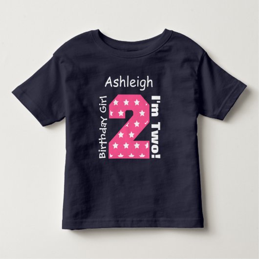 2e Verjaardag Meisje STERREN Custom Name V15 Kinder Shirts (Voorkant)