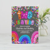 2e Verjaardag Meisjes Glitter Party Uitnodigen Kaart (Staand voorkant)