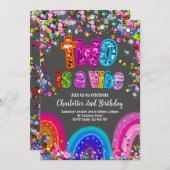 2e Verjaardag Meisjes Glitter Party Uitnodigen Kaart (Voorkant / Achterkant)