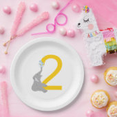 2e Verjaardag Modern Grey Elephant Party Borden Papieren Bordje (Feest)